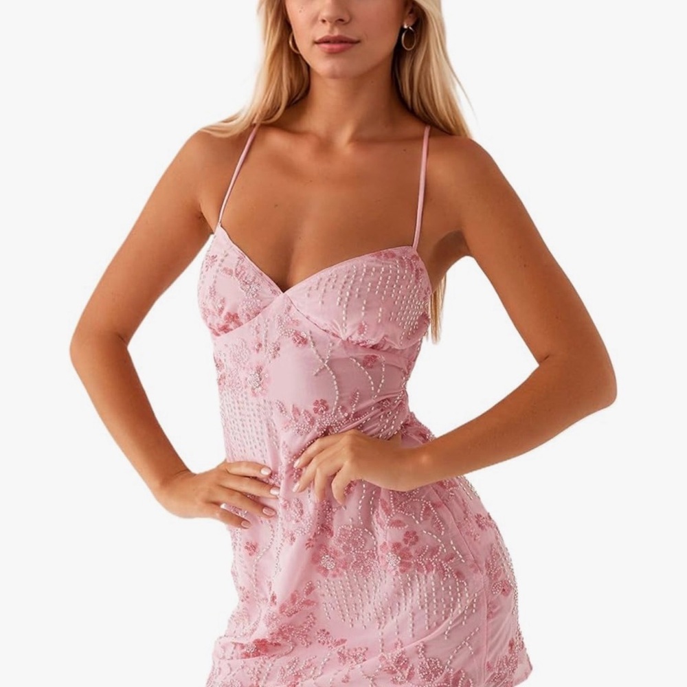 Amazon Pink Floral Mini Dress